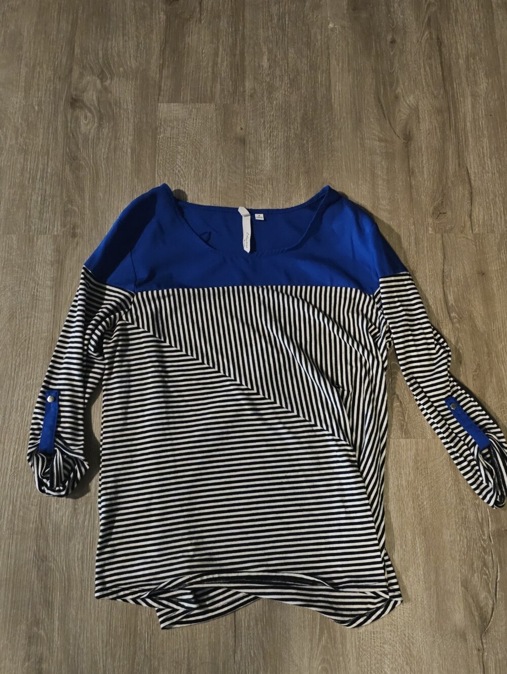 Collection B Blue and Black Striped Long Sleeve Top